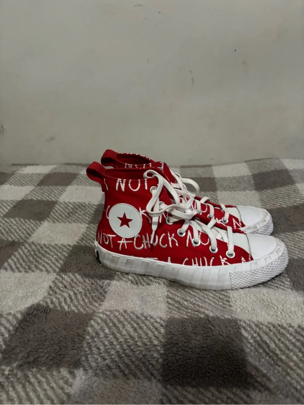 Converse Kids Red and White High-Top Sneakers with Star Patch
